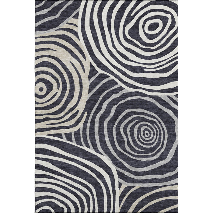 10' X 14' Abstract Washable Area Rug With UV Protection - Black / Gray
