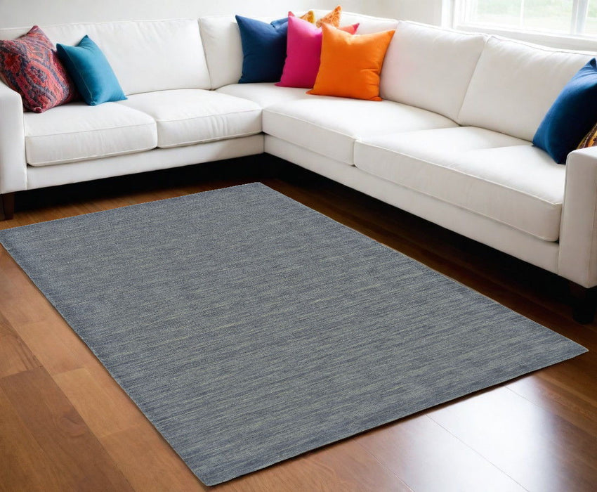 10' x 13' Wool Hand Woven Area Rug - Blue And Gray