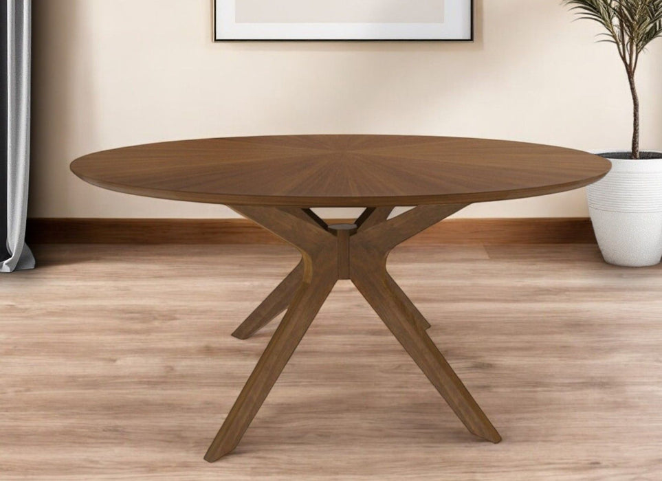 59" Rounded Pedestal Base Dining Table - Brown