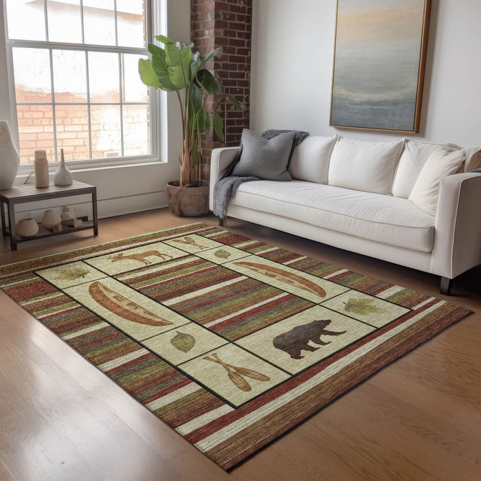 9' X 12' Animal Print Washable Area Rug With UV Protection - Brown / Rust