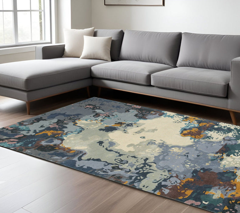 10' X 13' Abstract Hand Tufted Area Rug - Blue / Gray