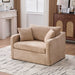 Giga farmhouse accent arm chair with wooden frame and two bolster pillows, featuring rustic design and comfortable seating.