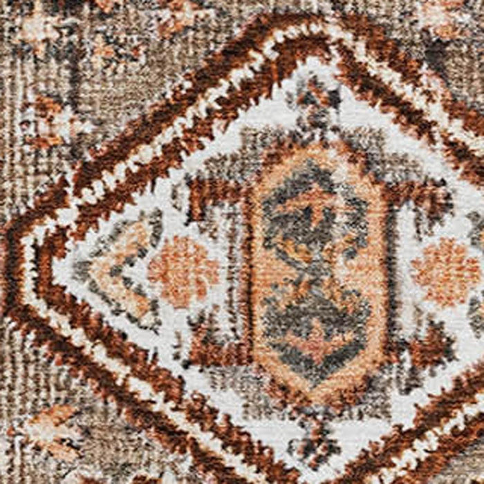 10' X 14' Geometric Washable Area Rug With UV Protection (705155) - Chocolate / Rust / Ivory