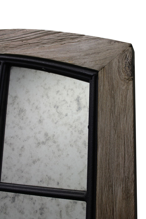 73" Arch Solid Framed Antiqued Glass Full Length Hanging Mirror - Brown
