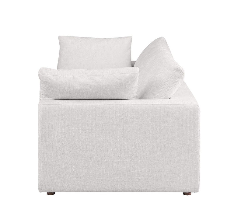 Italian Leather Loveseat - Pearl / Brown