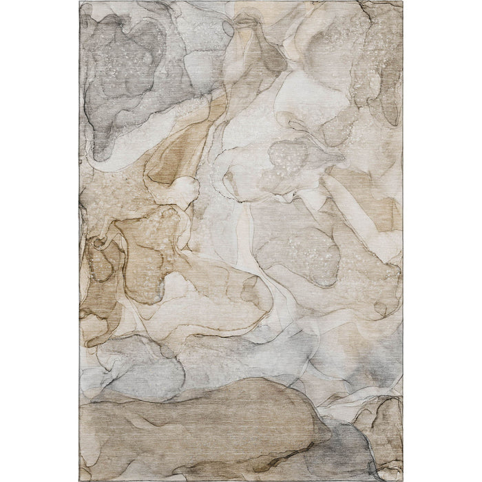 10' X 14' Abstract Washable Area Rug With UV Protection (647002) - Beige / Ivory