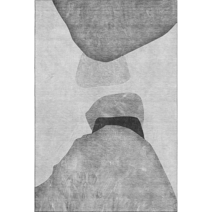 8' X 10' Abstract Washable Area Rug With UV Protection (648476) - Gray / Silver