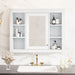 Giga wall-mounted medicine cabinet with mirror, open shelves, and adjustable interior storage for bathroom organization.