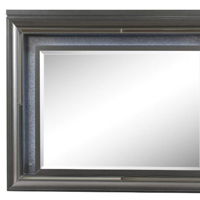 39" Lighted Framed Mounted Dresser Mirror - Gunmetal