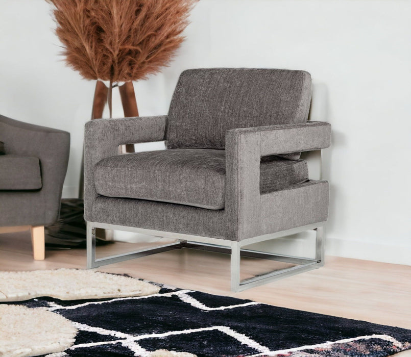 Fabric Arm Chair - Dark Gray And Silver