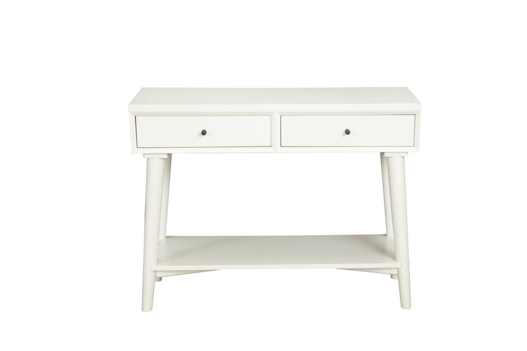 Solid Wood Console Table With Shelves And Drawers - White