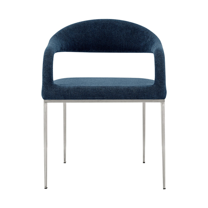 Upholstered Polyester Open Back Dining Arm Chairs (Set of 2) - Blue