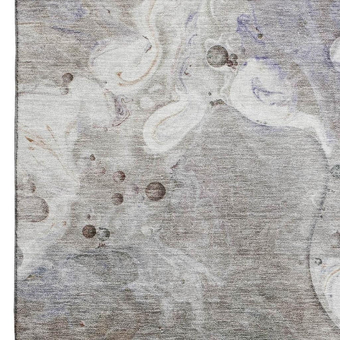 10' X 14' Abstract Washable Area Rug With UV Protection (708856) - Khaki / Beige / Purple