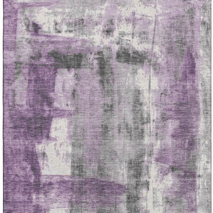 10' X 14' Abstract Washable Area Rug With UV Protection (719286) - Purple / Charcoal / Ivory