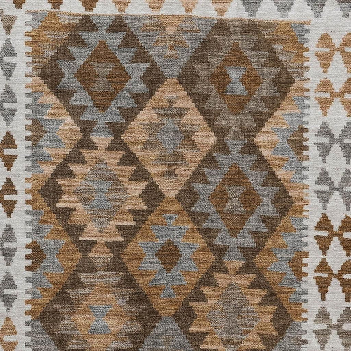 10' X 14' Tribal Washable Area Rug With UV Protection (707935) - Copper / Ivory