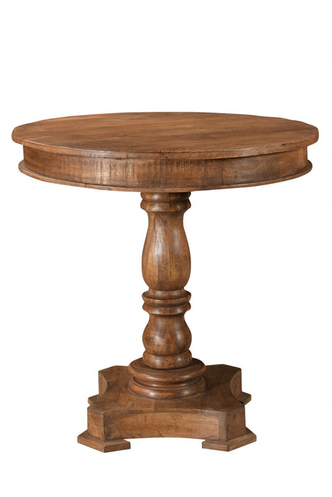 30" Wood Rounded Solid Wood Pedestal Base Dining Table - Natural