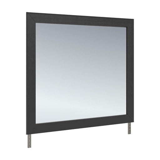 Black bedroom mirror by Signature Design by Ashley® with a sleek, modern frame and reflective glass surface.