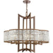 HomeRoots 27-inch bronze metal chandelier with eight clear shades and dimmable lights, stylish lighting fixture for living spaces.