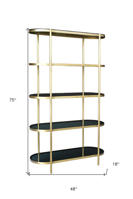 Four Tier Etagere Bookcase - Black / Gold