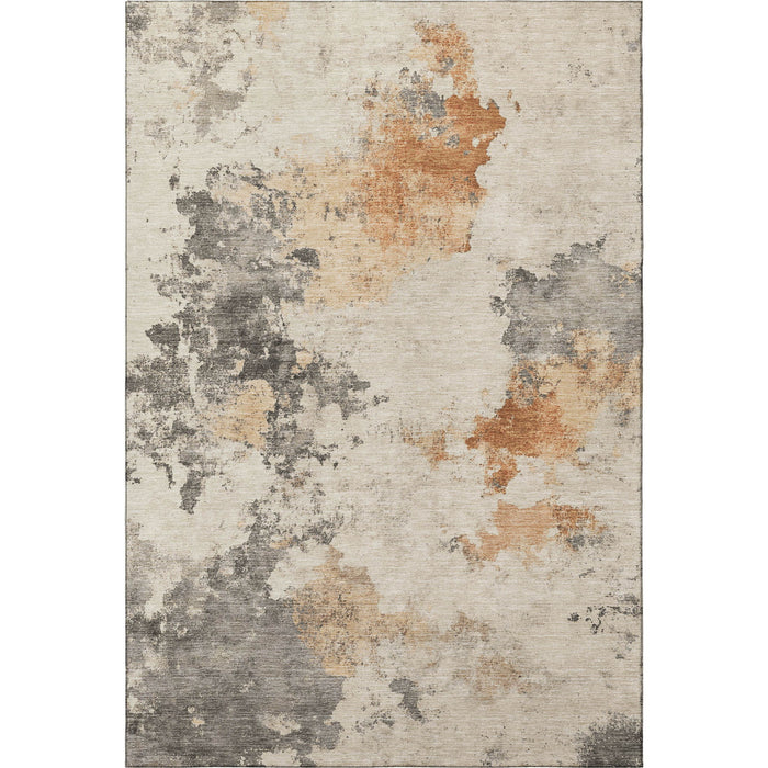 10' X 14' Abstract Washable Area Rug With UV Protection (701611) - Rust / Gray / Ivory