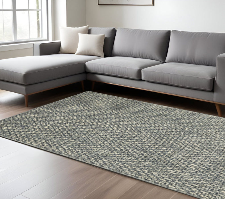 10' x 13' Geometric Power Loom Stain Resistant Area Rug - Blue Ivory Gray And Light Blue