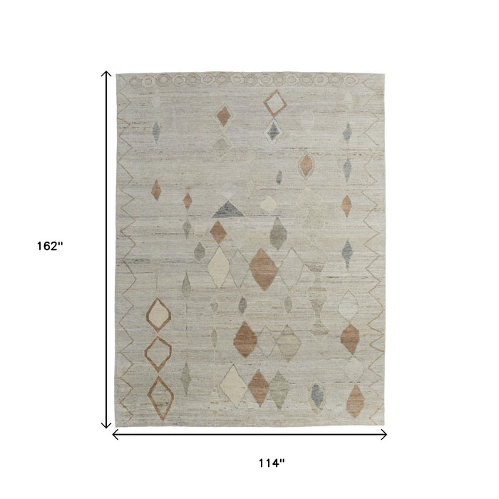 9' X 13' Moroccan Hand Knotted Area Rug - Tan