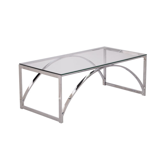 Glass Metal Rectangular Coffee Table - Chrome