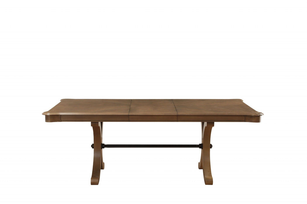 64" Solid Wood Removable Leaf Trestle Base Dining Table - Brown