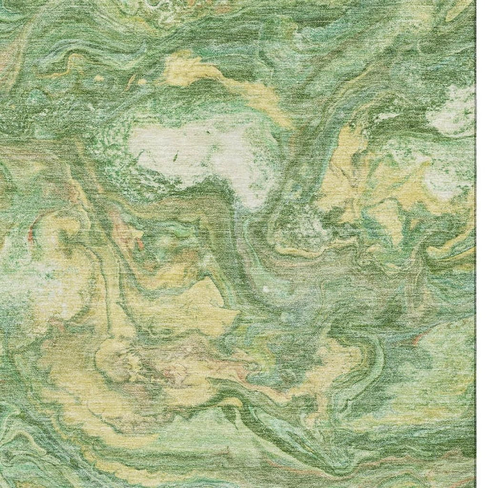10' X 14' Abstract Washable Area Rug With UV Protection (714715) - Green / Gold