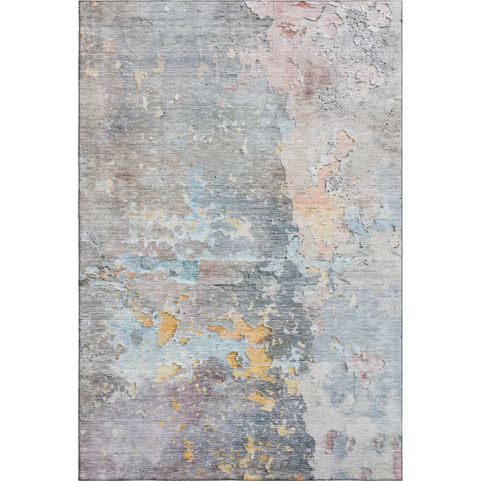 10' X 14' Abstract Washable Area Rug With UV Protection (692184) - Granite Gray / Teal / Blush