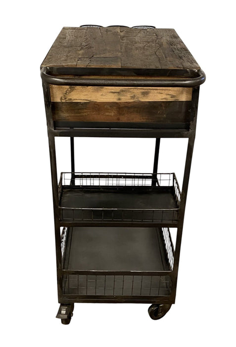 Rolling Rustic And Bar Cart - Black