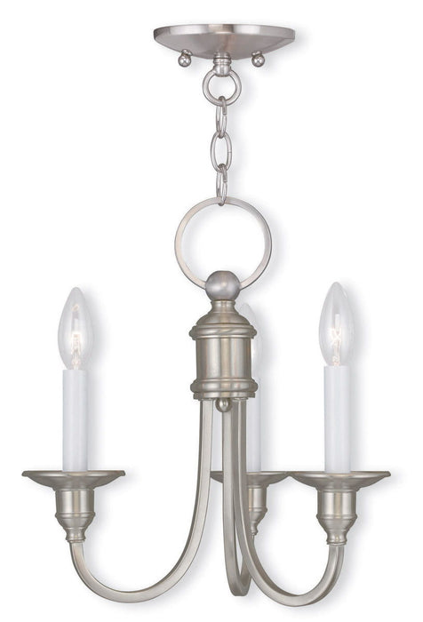 14" Three Light Metal Dimmable Chandelier With Shades - Nickel