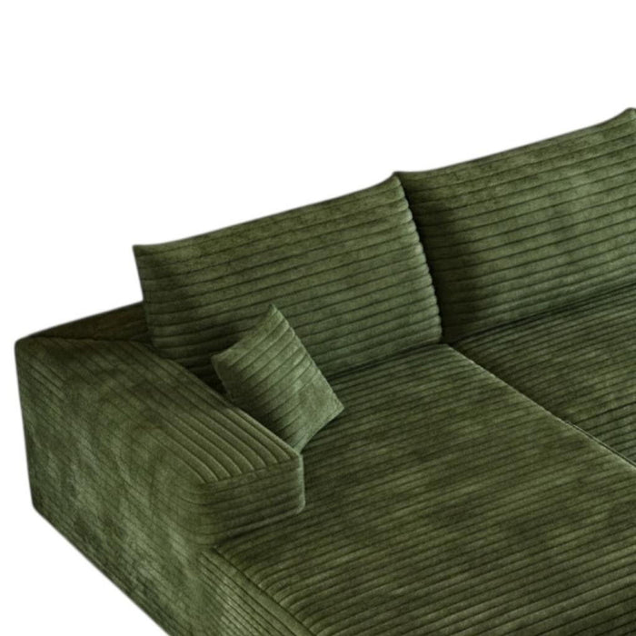 Corduroy Modular Compression Foam Sofa & Toss Pillows - Green