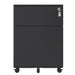 Giga steel mobile filing cabinet with two drawers, lockable, suitable for legal, letter, A4, and F4 paper sizes, in office or home setting.