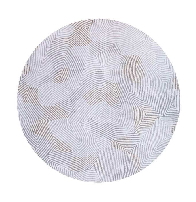 7' x 7' Round Abstract Non Skid Area Rug - White
