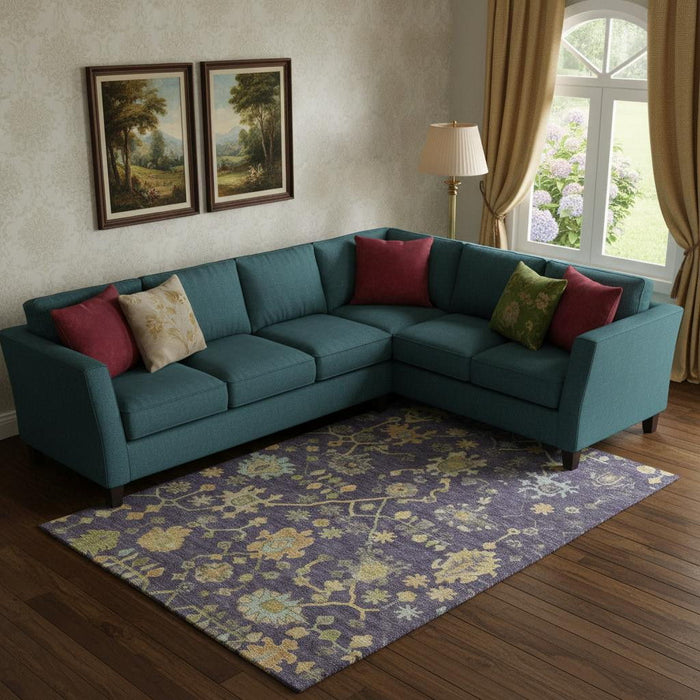 10' X 14' Floral Washable Area Rug With UV Protection (708445) - Purple / Gold / Blue