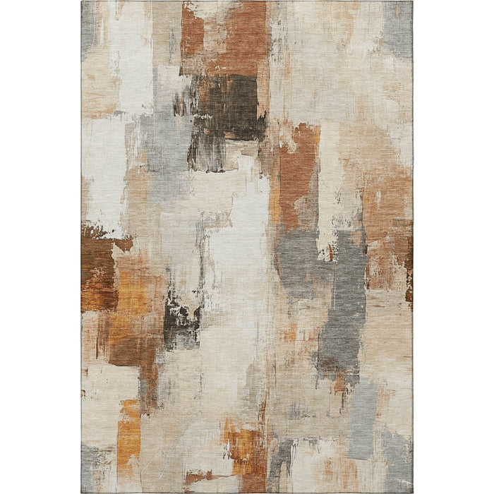 10' X 14' Abstract Washable Area Rug With UV Protection (709660) - Ivory / Rust / Beige