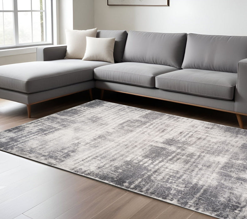 9' X 12' Abstract Area Rug - Cream And Gray