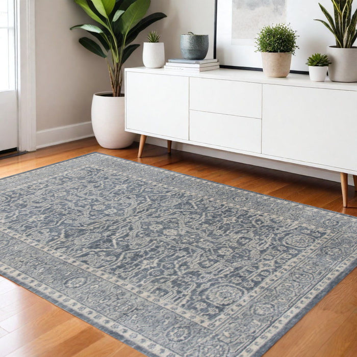 4' X 6' Wool Medallion Hand Woven Area Rug - Gray And Dark