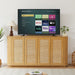 Modern wave-shaped TV stand by Giga featuring rattan door panels and sleek contemporary design.