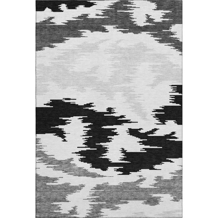 9' X 12' Transitional Abstract Washable Area Rug With UV Protection - Black