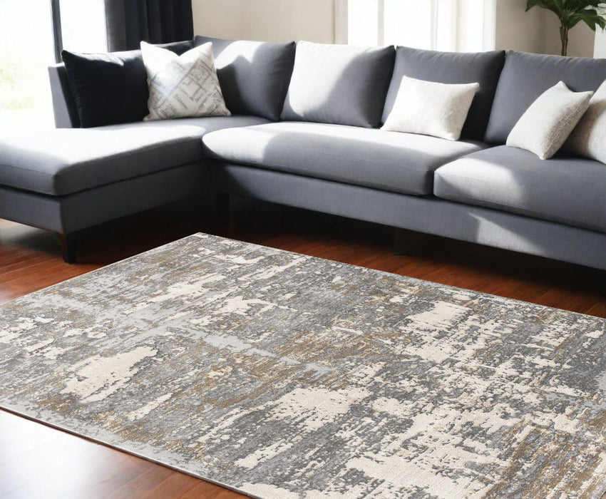 7' x 10' Distressed Area Rug - Beige And Gray