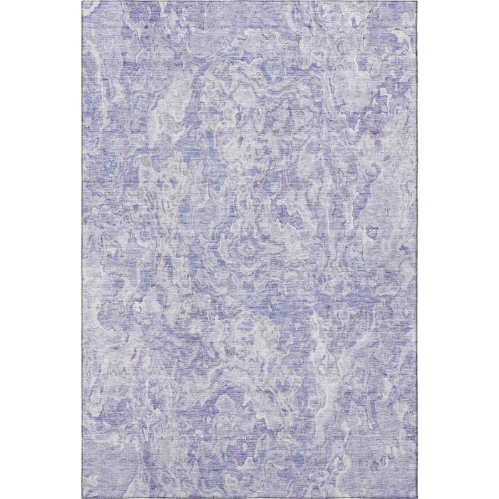 10' X 14' Abstract Washable Area Rug With UV Protection - Plum And Ivory