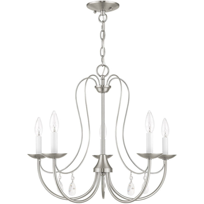 20'' Five Light Dimmable Chandelier With Shades - Nickel
