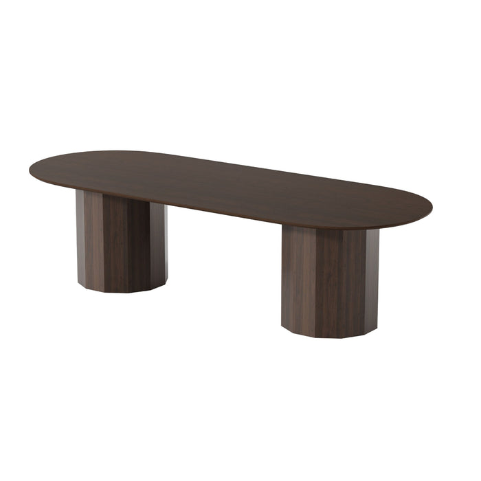 86'' Double Pedestal Base Oval Wood Dining Table - Walnut