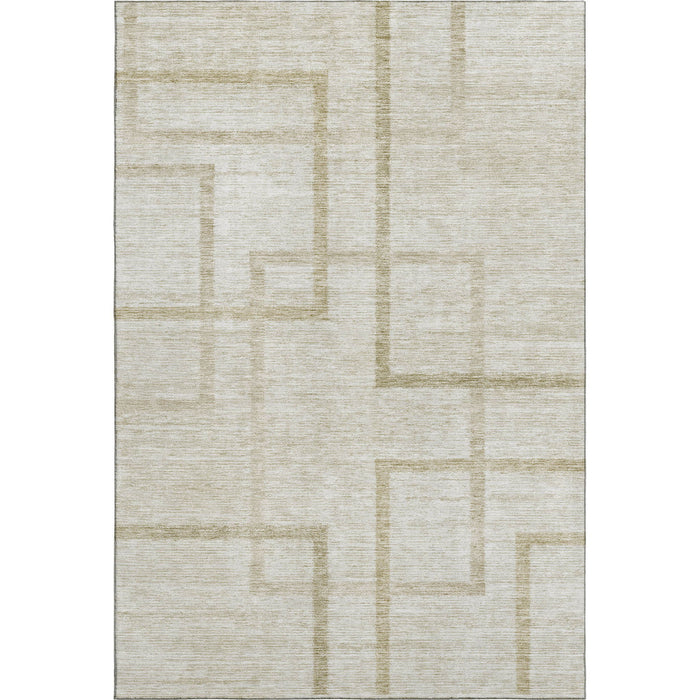 10' X 14' Geometric Washable Area Rug With UV Protection - Beige And Taupe
