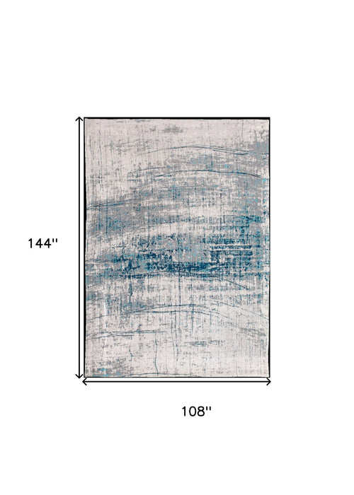 9' x 12' Abstract Non Skid Area Rug - Blue And Gray