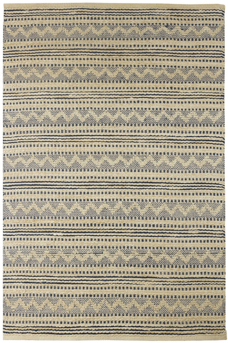 8' x 10' Chevron Striped Area Rug - Blue And Beige