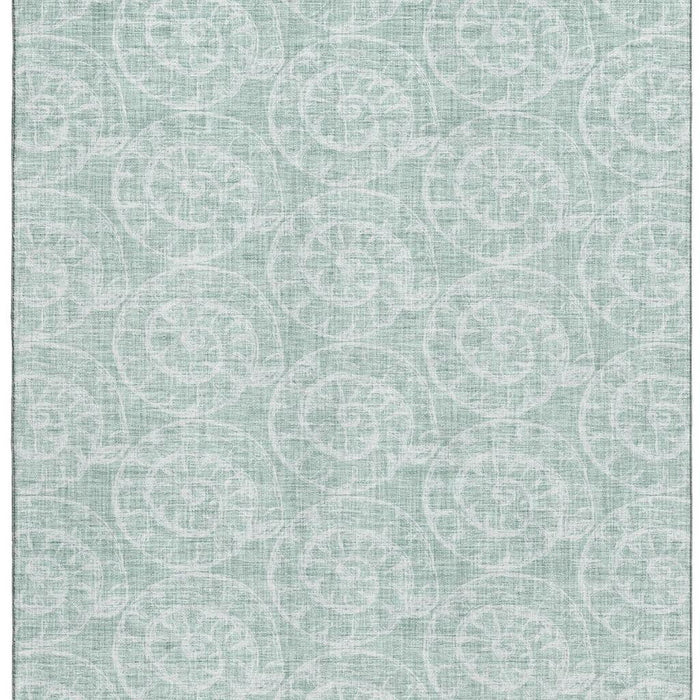 3' X 5' Geometric Washable Area Rug With UV Protection (646110) - Green / Ivory