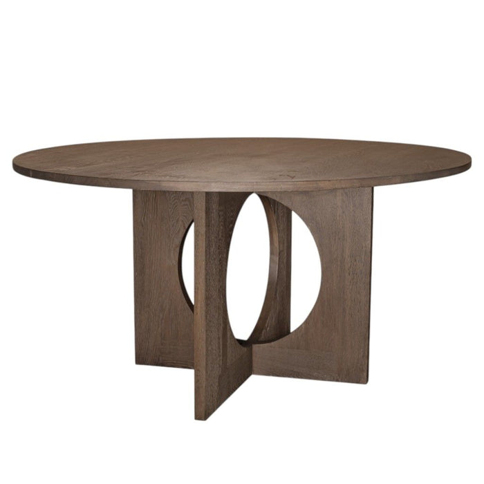 60" Wood Pedestal Base Round Top Dining Table - Brown